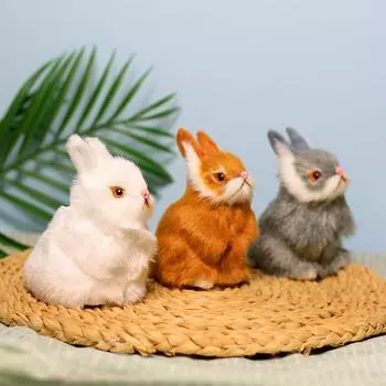1 шт., модель животного, детская игрушка, настольное украшение, пасхальный кролик, имитация кролика, мини-реалистичная плюшевая кукла, домашний декор, подарок на вечеринку