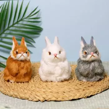 1 шт., модель животного, детская игрушка, настольное украшение, пасхальный кролик, подарок на вечеринку, мини-реалистичный домашний декор, плюшевая кукла, имитация кролика