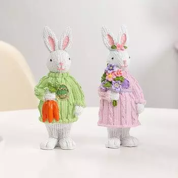 1 шт., модель животного, очаровательный кролик, милый смоляной весенний кролик, пасхальные украшения, морковь