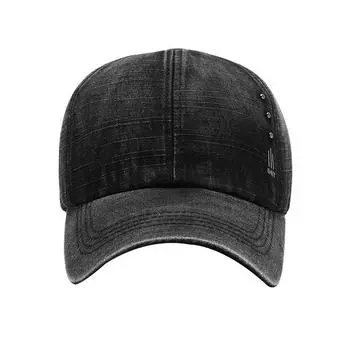 1 шт., модная бейсболка, солнцезащитные шляпы, однотонная, повседневная, регулируемая, в винтажном стиле, мытый хлопок чёрный