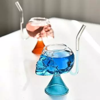 1 шт., модная чашка для вина, коктейльная чашка, винтажный стиль, череп вампира, кухонные аксессуары с соломой