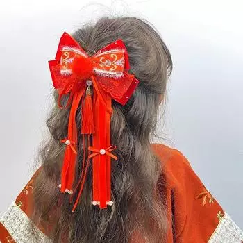 1 шт. модная красная заколка для волос с бантом из ленты, головной убор, рождественский новогодний зажим для волос, аксессуары для волос для женщин и девочек, украшение для волос C