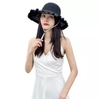 1 шт. модная лента с бантом в стиле ретро, кружевное плетение, волнистая солнцезащитная шляпа, шляпа от солнца, рыбацкая шляпа