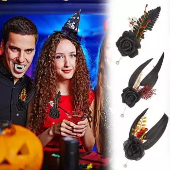 1 шт., модная одежда, аксессуары, имитация розы, готический стиль, брошь для Хэллоуина, черная