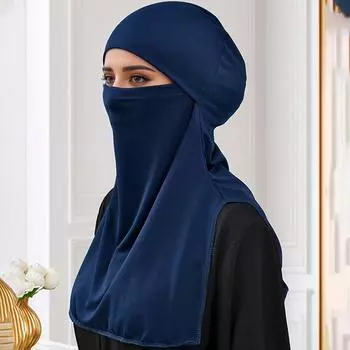 1 шт., модная однотонная солнцезащитная хиджабная шляпа из шифона, дышащая женская повязка на голову, тюрбан чёрный