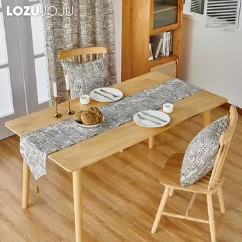 1 шт. модная популярная в стиле ретро хлопковая и льняная удобная дорожка для обеденного стола декоративная для домашнего стола LOZUJOJU W30cm x L140cm чёрный