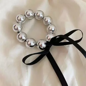 1 шт. Модная резинка для волос «хвост» Черная лента Жемчуг Повязка для волос Высокая эластичность Резинка для волос Кожаная лента Прочная Не повреждает волосы Голову