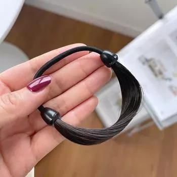 1 шт. Модная резинка для волос в виде головы парика из имитированной шелковой ткани ручной работы, высокая эластичность, простые темпераментные аксессуары для волос