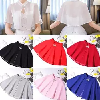 1 шт., модная шаль, однотонное свадебное платье, шифоновый кардиган со стразами и пряжкой, солнцезащитный кардиган