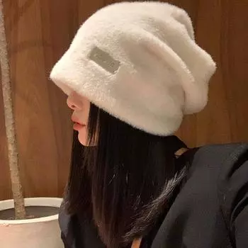 1 шт. модная шапка рыбака из меха кролика с металлическими бирками мягкая шапка плюшевая шапка без полей