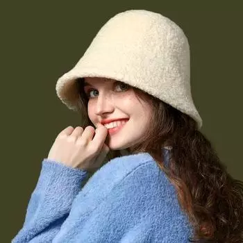 1 шт. модная шерстяная шляпа-ведро, шляпа рыбака, мягкая плюшевая шляпа рыбака, теплая зимняя ветрозащитная