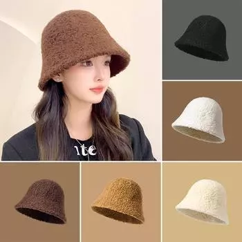 1 шт. модная шерстяная шляпа-ведро, шляпа рыбака, мягкая плюшевая шляпа рыбака, теплая зимняя ветрозащитная