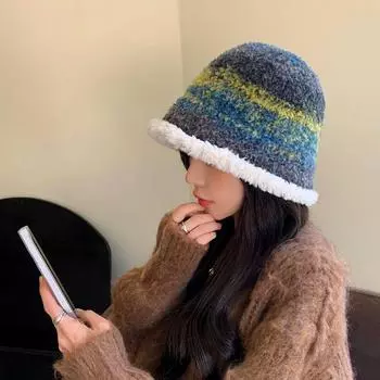 1 шт. модная шляпа-ведро плюшевая теплая шляпа рыбака мягкая теплая утолщенная ветрозащитная постепенный цвет темный кофе