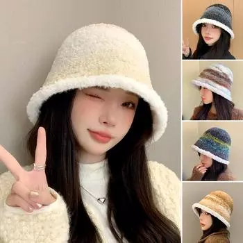 1 шт. модная шляпа-ведро плюшевая теплая шляпа рыбака мягкая теплая утолщенная ветрозащитная постепенный цвет