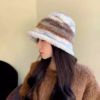 1 шт. модная шляпа-ведро плюшевая теплая шляпа рыбака мягкая теплая утолщенная ветрозащитная постепенный цвет