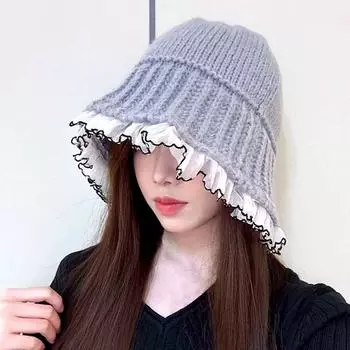 1 шт. модная шляпа-ведро, сохраняющая тепло, вязаная кружевная, ветрозащитная, морозостойкая, с большими полями, защита ушей