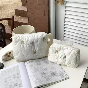 1 шт., модная сумка для подгузников, простая мультяшная вышивка кролика, детская дорожная сумка для женщин, большая вместительная сумка для хранения детских вещей 19*12*6cm