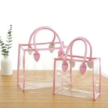 1 шт., модная сумка из искусственной кожи с ручкой для свадебной вечеринки, прозрачная сумка из ПВХ, простая водонепроницаемая портативная сумка 19*22.5*11CM озеро синий