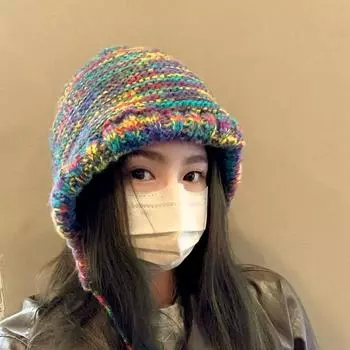 1 шт. модная вязаная шапка зимняя теплая радужного цвета для улицы ветрозащитная рыболовная шапка протектор ушей