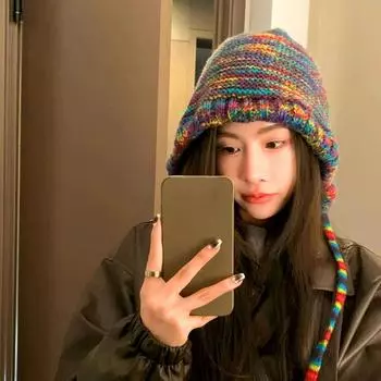 1 шт. модная вязаная шапка зимняя теплая радужного цвета для улицы ветрозащитная рыболовная шапка протектор ушей