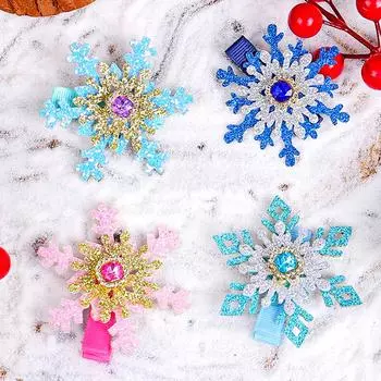 1 шт. модная заколка для волос со снежинками и стразами, украшения для рождественской вечеринки, нежная