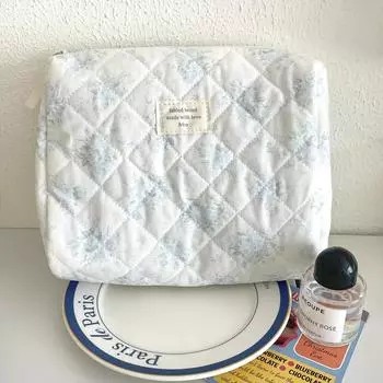 1 шт. модная женская косметичка, портативная помада, косметика, хранение, стеганая сумочка, винтажные цветочные Ins, женские квадратные сумки