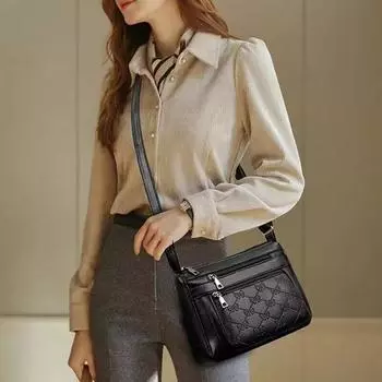 1 шт. Модная женская сумка-мессенджер с несколькими карманами, сумка через плечо чёрный