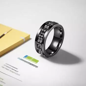 1 шт. модное декомпрессионное кольцо из титановой стали с зубчатым колесом, поворачивающееся мужское кольцо 6 чёрный