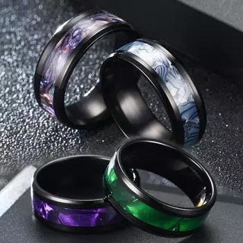 1 шт., модное кольцо, подарок на годовщину, кольцо на палец, разноцветные ракушки, мужские аксессуары из нержавеющей стали 11