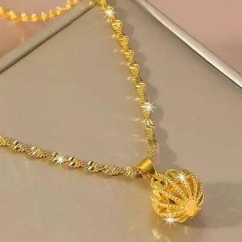 1 шт. Модное медное ожерелье с подвеской в виде шара для женщин для повседневного украшения золотой