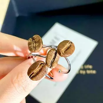 1 шт. модное металлическое кольцо в форме кофейного зерна, кольца для пальцев, ювелирные аксессуары, подарок для любителей кофе на вечеринку