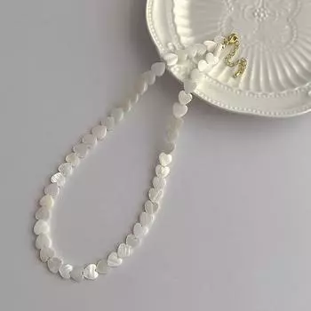 1 шт. модное универсальное изысканное 6 мм сердце ракушка бисерное ожерелье для женщин и девочек сладкий темперамент простота ключичная цепочка подарки серебряный