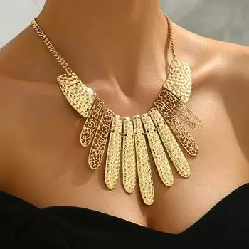 1 шт. Модное женское ожерелье в форме барабана с узором в виде молотка ручной работы, ювелирные изделия, регулируемая длина, повседневная одежда на осень-зиму Size-one size золотой