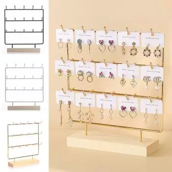 1 шт., модные 3-уровневые 15 крючков, серьги, стенд, ожерелье, браслет, кулон, серьги, стеллаж для хранения ювелирных изделий, стойка, витрина, реквизит белый