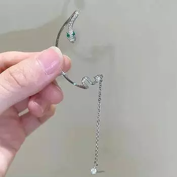 1 шт. модные блестящие циркониевые серьги-каффы в форме змеи для женщин, серьги-каффы для темперамента, легкие, роскошные, крутые, для вечеринок, украшения ONESIZE