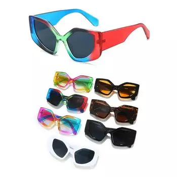 1 шт. Модные большие солнцезащитные очки «кошачий глаз» UV400, цветные многоугольные солнцезащитные очки для женщин и мужчин в стиле панк, очки для вождения и велоспорта чёрный