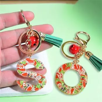 1 шт. модные брелки с кисточками, буквы AZ, брелки из смолы, кольца, подвеска, милый автомобильный брелок, аксессуар, рождественские подарки A