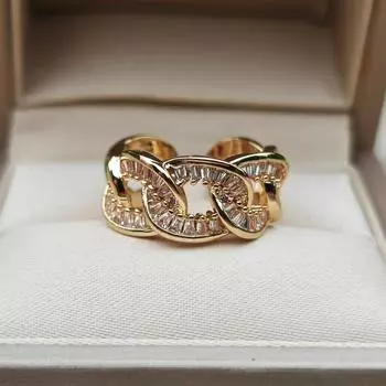 1 шт. Модные циркониевые искаженные геометрические открывающиеся регулируемые кольца для женщин золотого цвета, ювелирные изделия, аксессуары для вечеринок для пар золотой