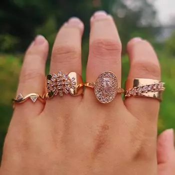 1 шт. Модные геометрические фигуры кубического циркония открывающиеся регулируемые кольца для женщин стекируемые кольца ювелирные изделия свадебные аксессуары для вечеринки
