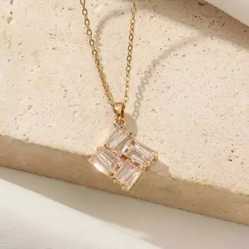 1 шт. модные геометрические ромбовидные циркониевые подвески ожерелья для женщин золотого цвета из нержавеющей стали ожерелье ювелирные изделия аксессуары для вечеринок золотой