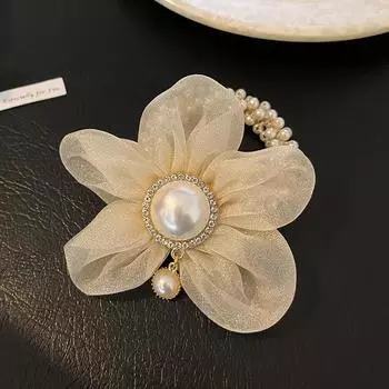 1 шт. Модные изысканные резинки для волос с искусственным жемчугом, кристаллами и подсолнухом для женщин и девушек, праздничные аксессуары для волос