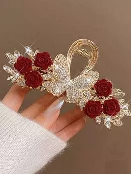 1 шт. Модные изысканные заколки для волос с водяными бриллиантами в виде розы, цветка, бабочки для женщин, девушек, аксессуары для волос для вечеринки