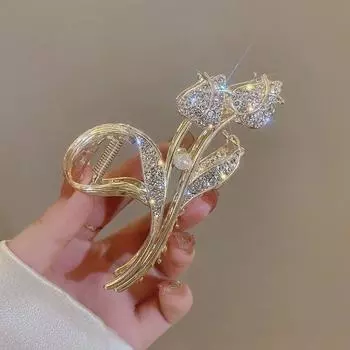 1 шт. Модные изысканные заколки для волос в виде цветка тюльпана с искусственным жемчугом для женщин, девушек, для вечеринок, аксессуары для волос