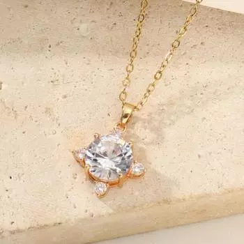 1 шт. модные круглые ожерелья с подвеской из циркония для женщин, ожерелье из нержавеющей стали золотого цвета, ювелирные изделия, аксессуары для вечеринок золотой