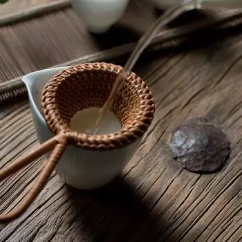 1 шт. модные кухонные аксессуары ситечки для чая с защитой от ожогов с ручкой фильтры для чая из ротанга ручной работы