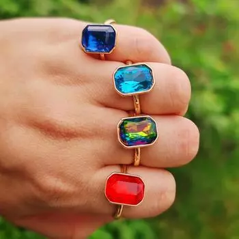 1 шт. Модные квадратные кубические циркониевые открывающиеся регулируемые кольца для женщин, стекируемые парные кольца, ювелирные изделия, аксессуары для свадебной вечеринки разноцветный