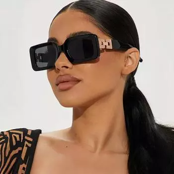1 шт. Модные квадратные солнцезащитные очки в стиле ретро, уличные солнцезащитные очки в маленькой оправе для женщин и мужчин, солнцезащитные очки UV400 чёрный
