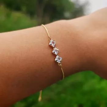 1 шт. Модные квадратные выдвижные регулируемые браслеты из циркония для женщин, браслет на каждый день, ювелирные изделия, аксессуары для вечеринок, подарки для лучших подруг золотой