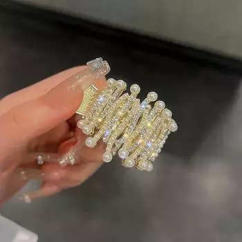 1 шт. Модные металлические заколки для волос с кристаллами и искусственным жемчугом для женщин, девушек, для вечеринок, для хвостика, изысканные аксессуары для волос