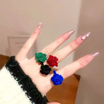 1 шт. модные милые розовые открытые кольца с флокированным дизайном кольца для пальцев ювелирные аксессуары подарок на вечеринку зелёный